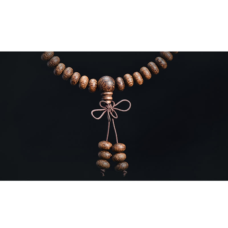 Buddha Stones Mala mit 108 strukturierten Holzperlen für ruhige Energie - image 10