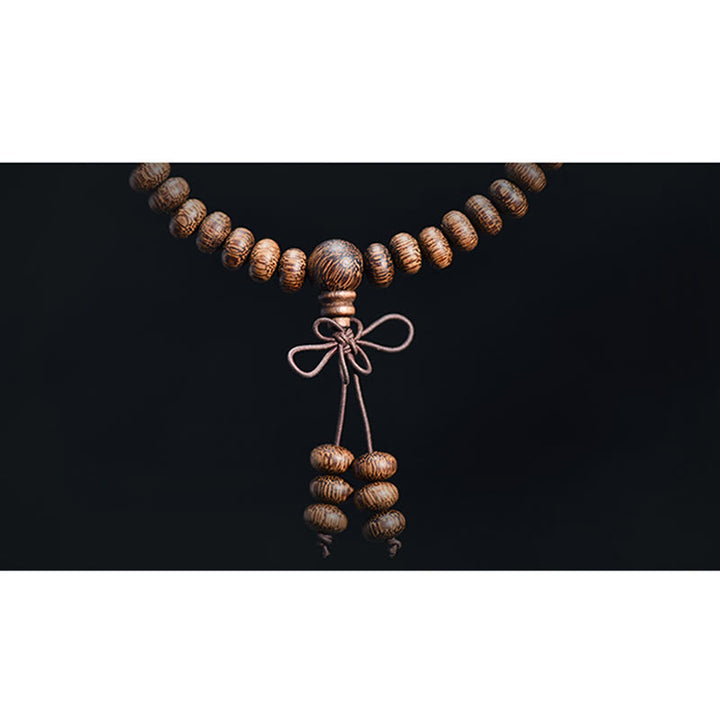Buddha Stones Mala mit 108 strukturierten Holzperlen für ruhige Energie - image 10