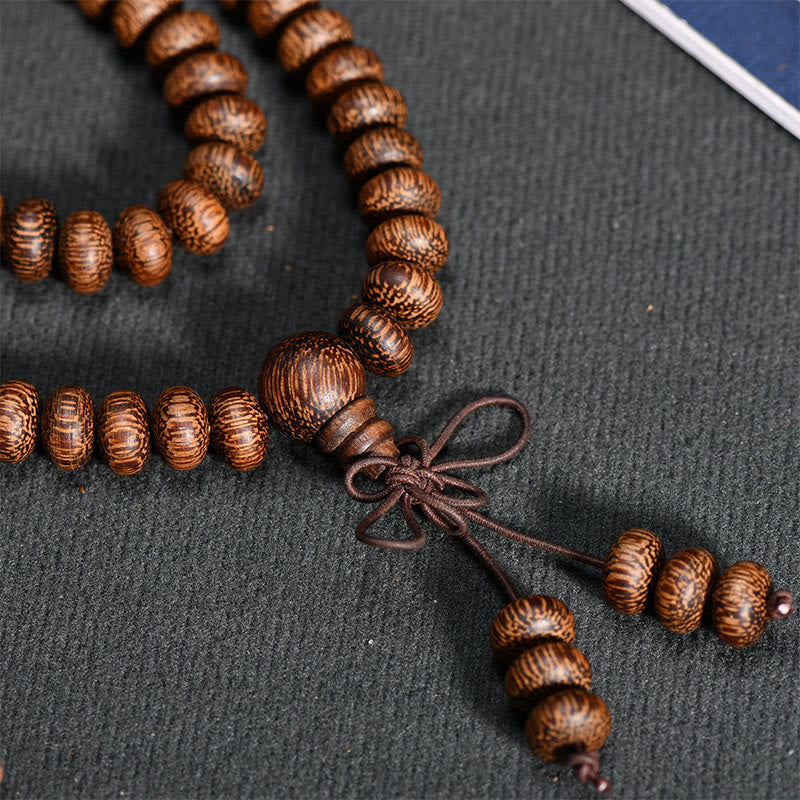 Buddha Stones Mala mit 108 strukturierten Holzperlen für ruhige Energie - image 7