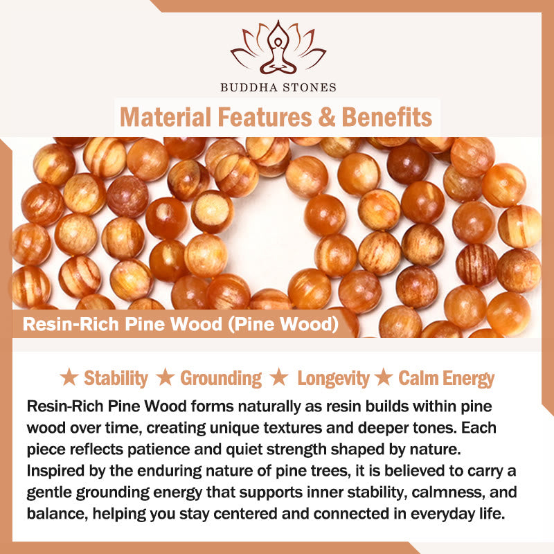 Buddha Stones Mala aus 108 harzreichen Kiefernholzperlen für beruhigende Energie - image 6