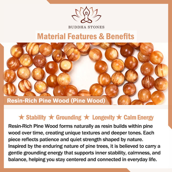 Buddha Stones Mala aus 108 harzreichen Kiefernholzperlen für beruhigende Energie - image 6