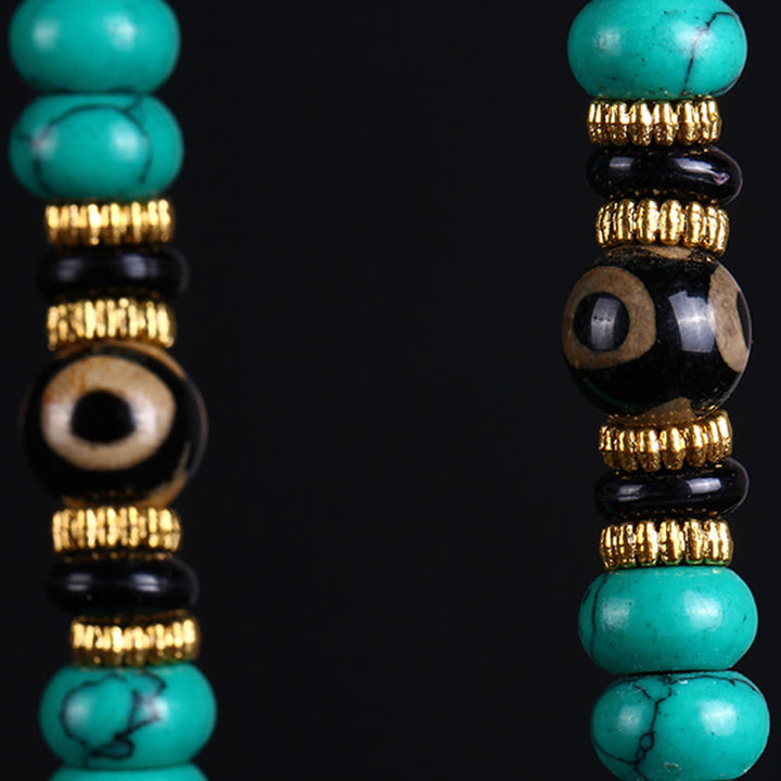 Buddha Stones Tibetische Weisheits- und Balance-Mala mit 108 türkisfarbenen Dzi-Perlen - image 7