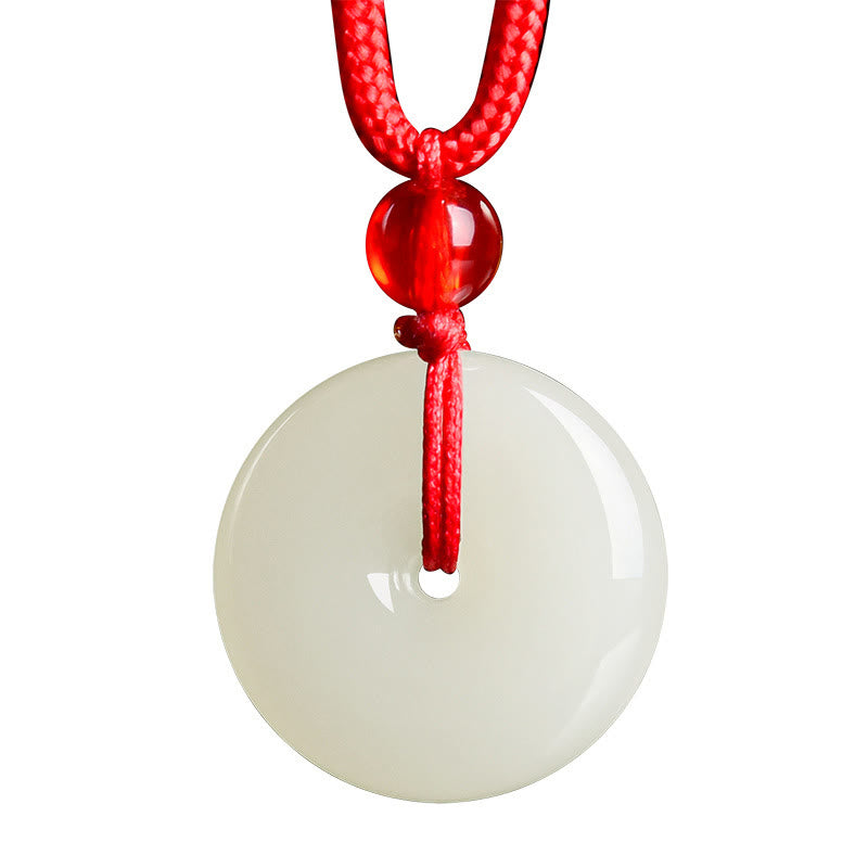 Buddha Stones Jade-Friedensschnalle, Anhänger aus rotem Seil - image 10