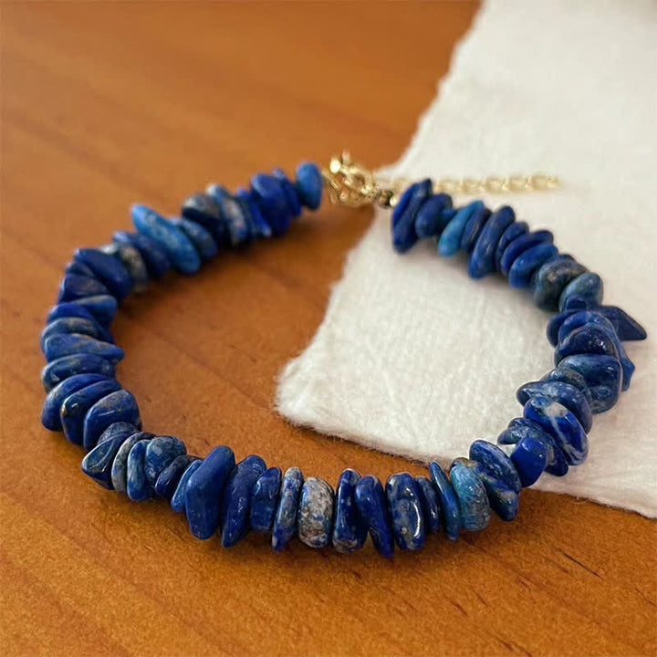 Buddha Stones Armband aus Lapislazuli mit natürlichem, unregelmäßigem Design - Lapislazuli (Handgelenkumfang 15–18 cm) - image 0