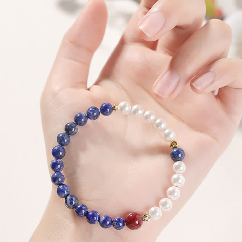 Buddha Stones Armband aus Lapislazuli, Lazurit, Perle und Zinnober - image 8
