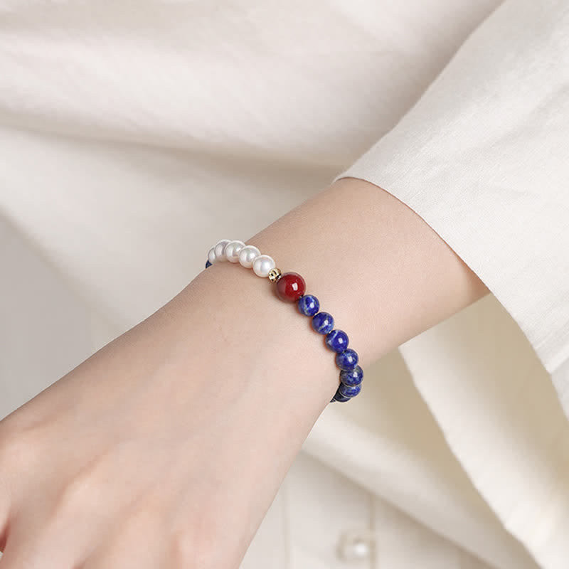 Buddha Stones Armband aus Lapislazuli, Lazurit, Perle und Zinnober - image 9