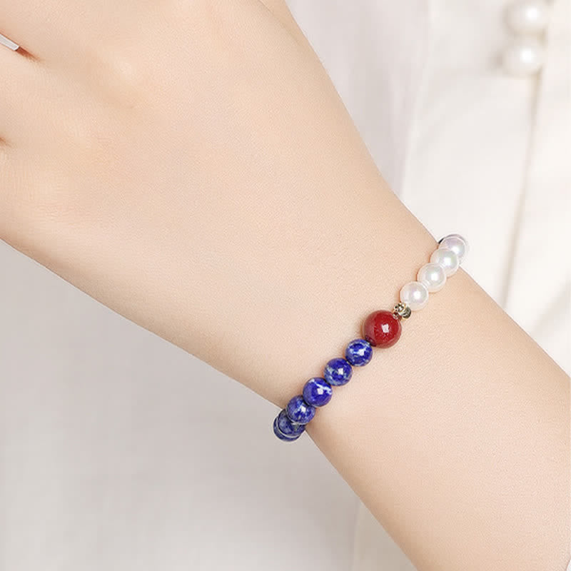 Buddha Stones Armband aus Lapislazuli, Lazurit, Perle und Zinnober - image 10