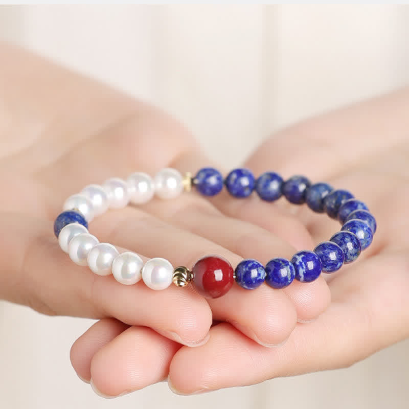 Buddha Stones Armband aus Lapislazuli, Lazurit, Perle und Zinnober - image 4