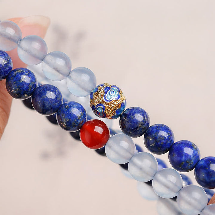 Buddha Stones Lapislazuli, Aquamarin und roter Achat, doppelt gewickeltes Balance-Armband - image 8