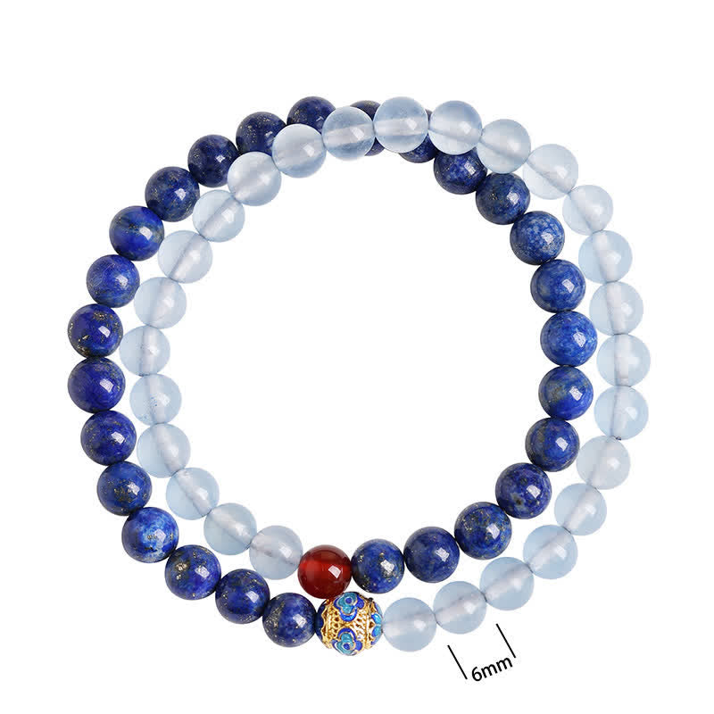 Buddha Stones Lapislazuli, Aquamarin und roter Achat, doppelt gewickeltes Balance-Armband - image 10