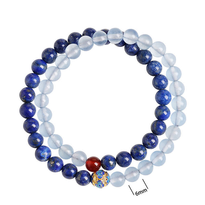 Buddha Stones Lapislazuli, Aquamarin und roter Achat, doppelt gewickeltes Balance-Armband - image 10