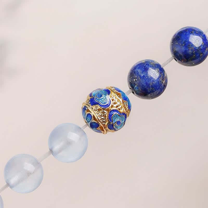 Buddha Stones Lapislazuli, Aquamarin und roter Achat, doppelt gewickeltes Balance-Armband - image 9