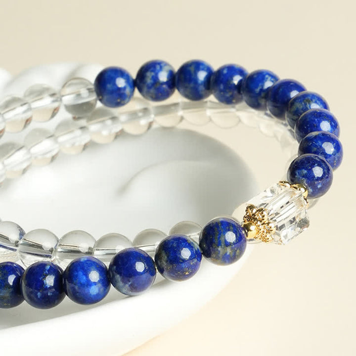 Buddha Stones Armband aus Lapislazuli und klarem Quarz mit Balance-Perlen - image 3