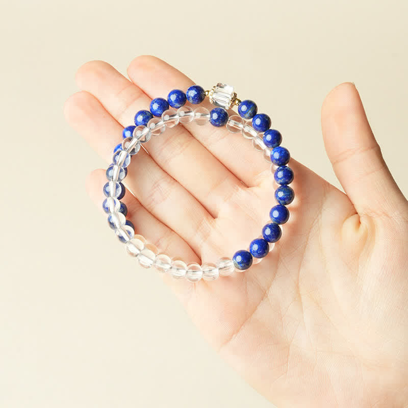 Buddha Stones Armband aus Lapislazuli und klarem Quarz mit Balance-Perlen - image 4