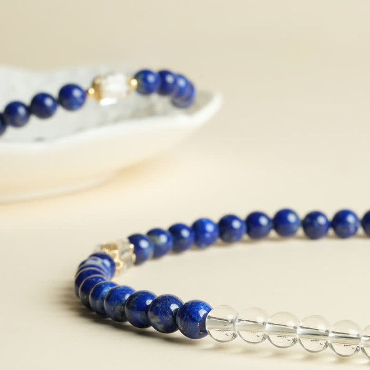 Buddha Stones Armband aus Lapislazuli und klarem Quarz mit Balance-Perlen - image 13