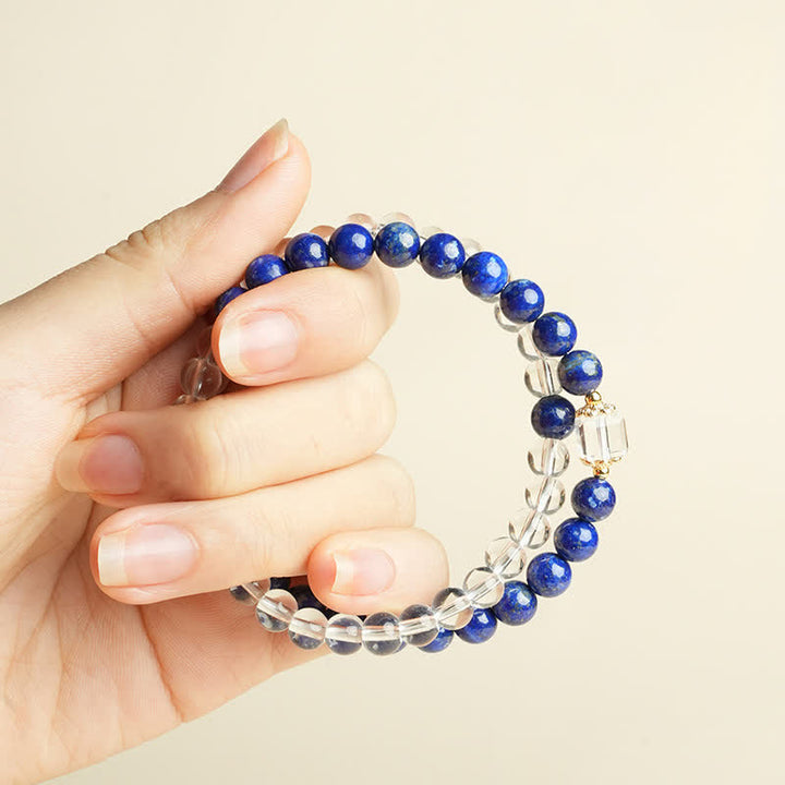 Buddha Stones Armband aus Lapislazuli und klarem Quarz mit Balance-Perlen - image 6