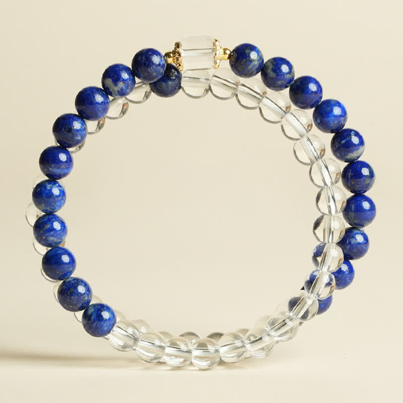 Buddha Stones Armband aus Lapislazuli und klarem Quarz mit Balance-Perlen - image 1