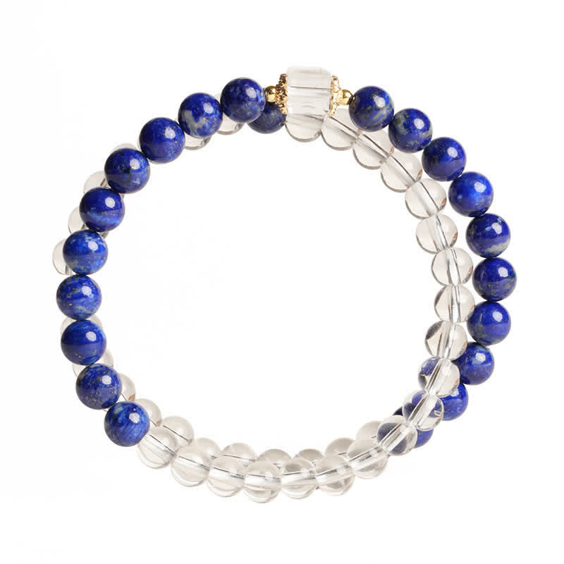 Buddha Stones Armband aus Lapislazuli und klarem Quarz mit Balance-Perlen - image 8