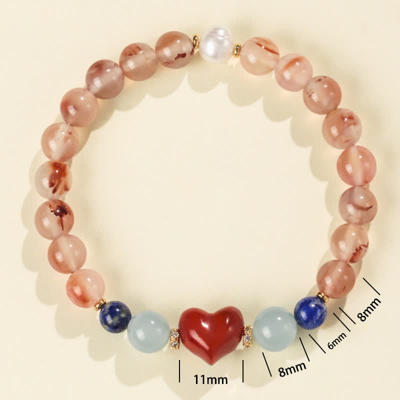 Buddha Stones Herzförmiges Armband aus südrotem Achat und Lapislazuli - image 1