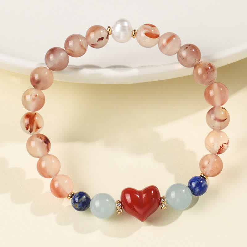 Buddha Stones Herzförmiges Armband aus südrotem Achat und Lapislazuli - image 3