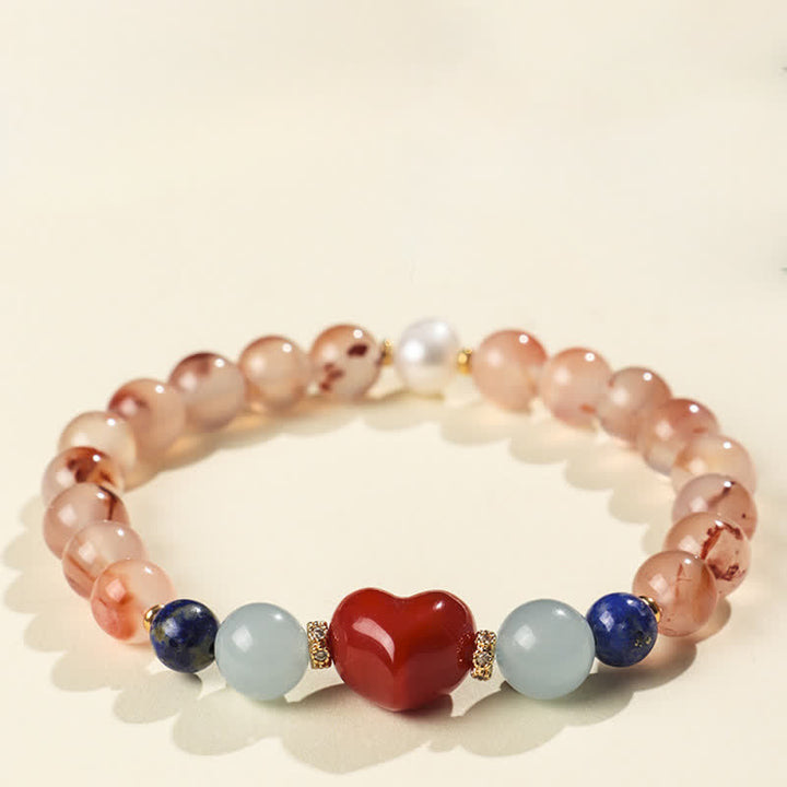 Buddha Stones Herzförmiges Armband aus südrotem Achat und Lapislazuli - image 2