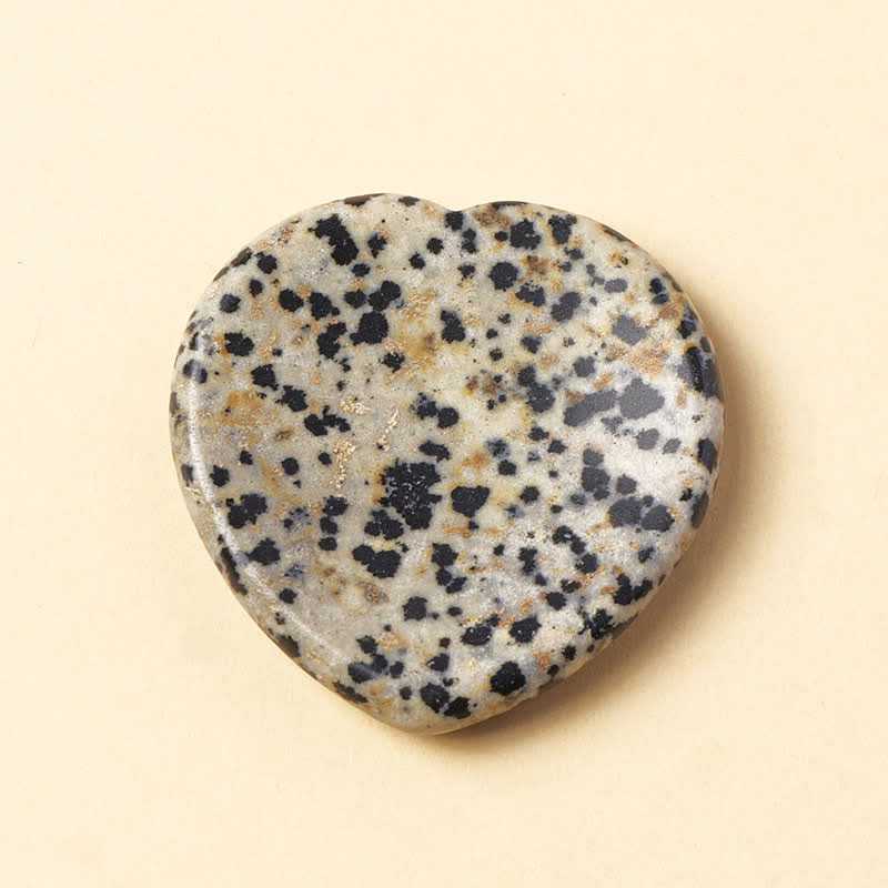 Buddha Stones Herzförmiger Sorgenstein aus Opal und Rosenquarz, Motivationskristall-Dekoration, 4 x 4 x 0,7 cm - Natürlicher Dalmatiner-Jaspis (Farbe kann variieren) - 4 x 4 x 0,7 cm - image 20