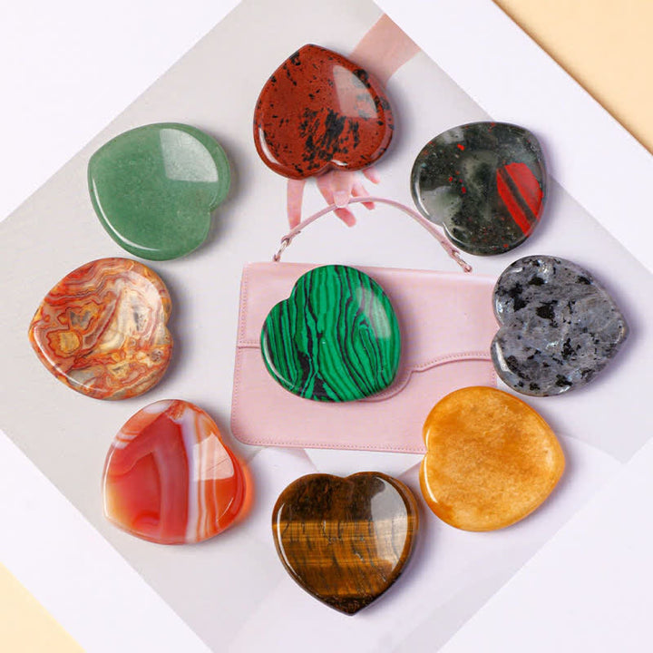 Buddha Stones Herzförmiger Sorgenstein aus Opal und Rosenquarz, Motivationskristall-Dekoration, 4 x 4 x 0,7 cm - image 24