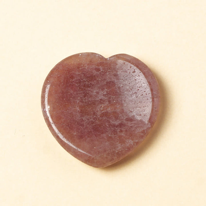 Buddha Stones Herzförmiger Sorgenstein aus Opal und Rosenquarz, Motivationskristall-Dekoration, 4 x 4 x 0,7 cm - Natürlicher Erdbeerquarz (Farbe kann variieren) - 4 x 4 x 0,7 cm - image 5
