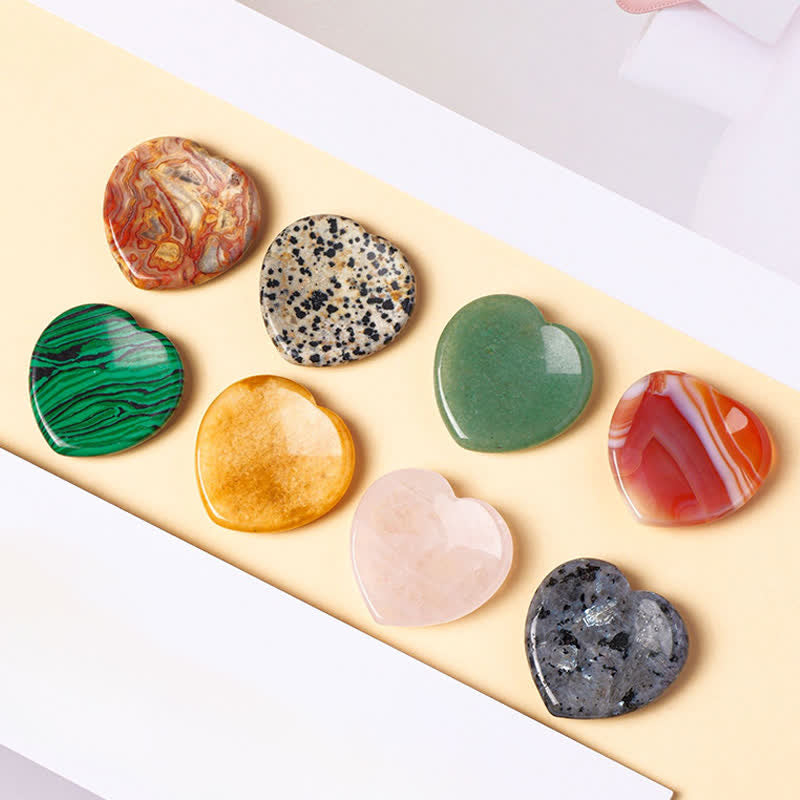 Buddha Stones Herzförmiger Sorgenstein aus Opal und Rosenquarz, Motivationskristall-Dekoration, 4 x 4 x 0,7 cm - image 0