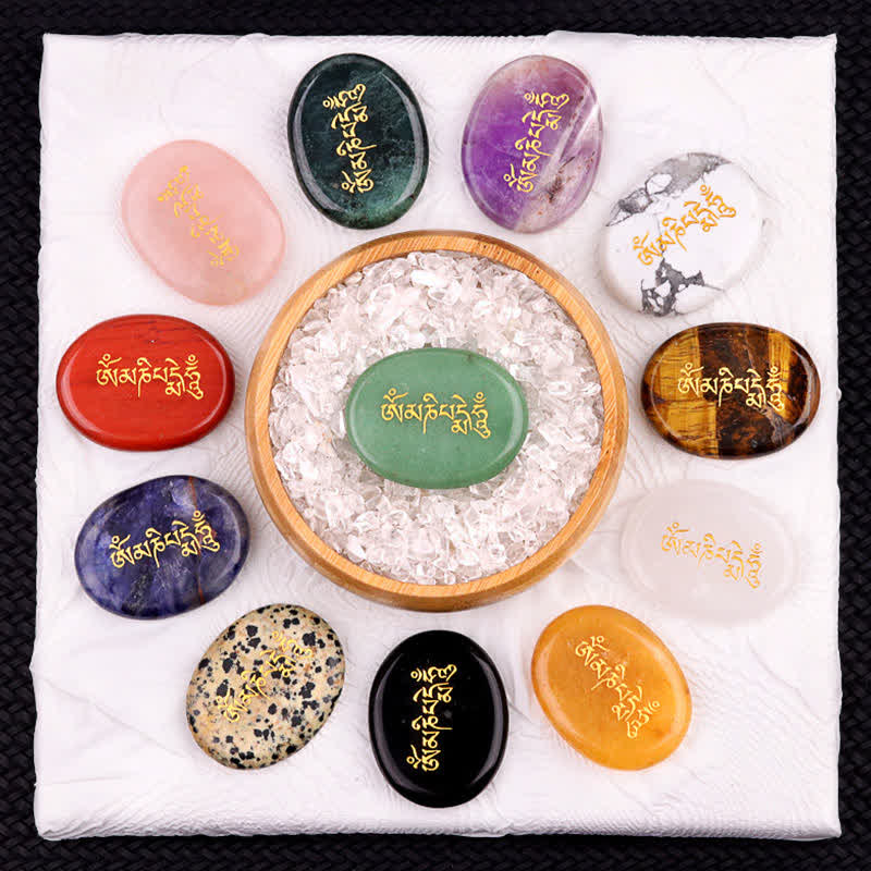 Buddha Stones Om Mani Padme Hum Amethyst Tigerauge Handschmeichler Kristalldekor 35*45mm - image 38