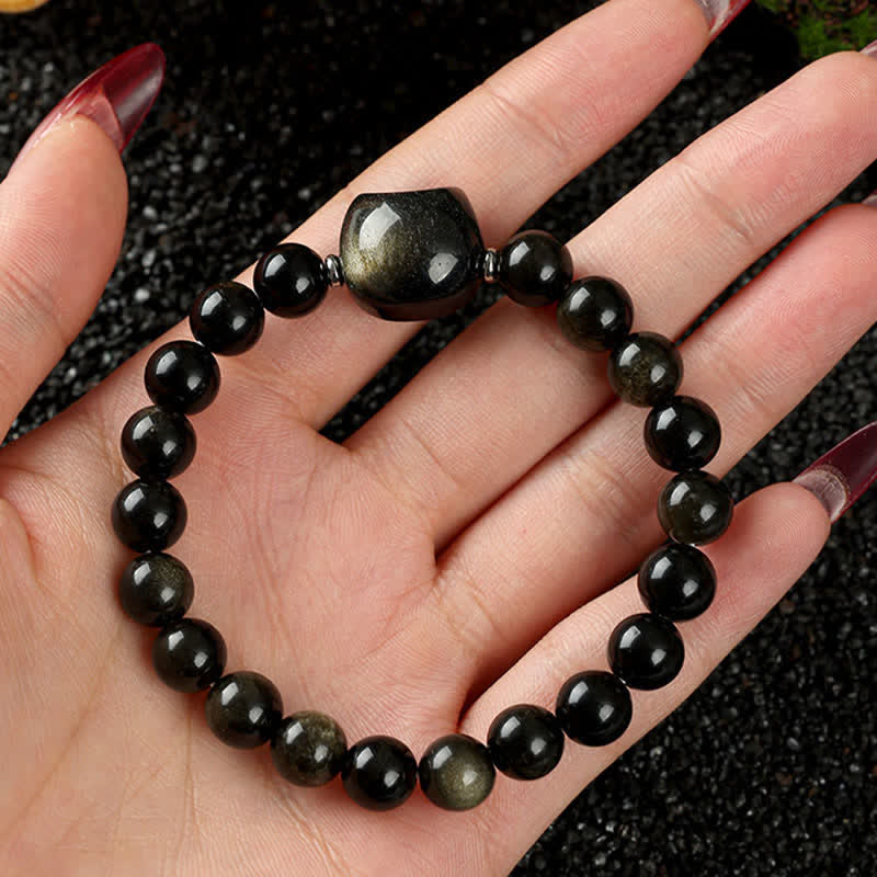 Buddha Stones Armband mit niedlichem Katzenmotiv aus blauem Spitzenachat und klarem Quarz - image 25