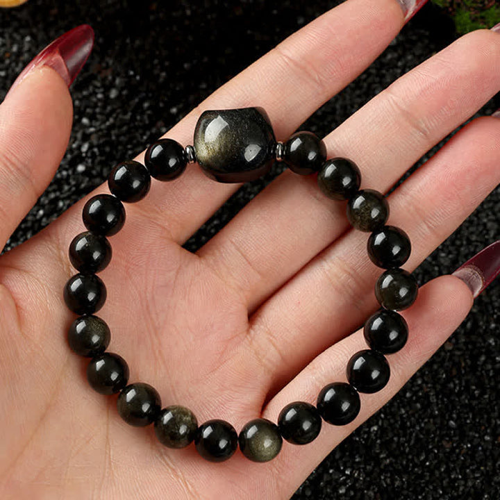 Buddha Stones Armband mit niedlichem Katzenmotiv aus blauem Spitzenachat und klarem Quarz - image 25