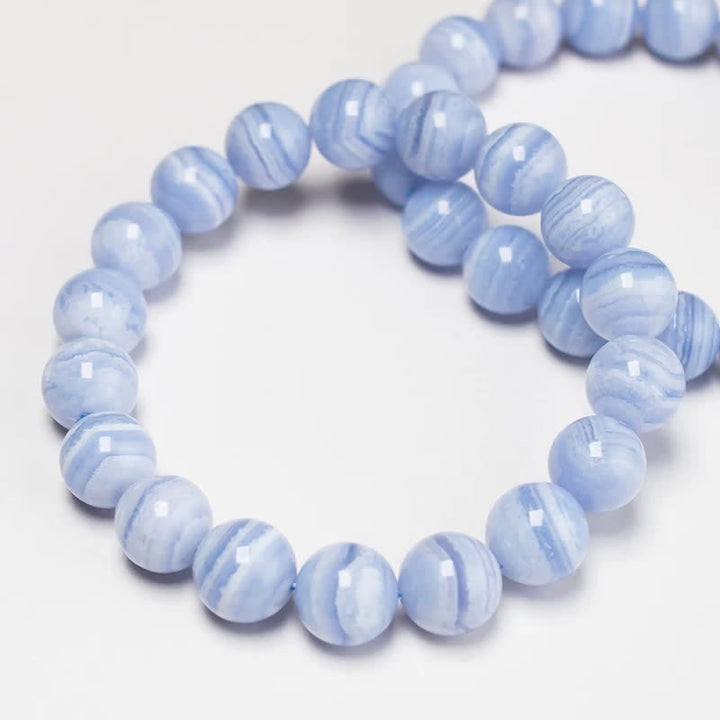 Buddha Stones Rundes Armband aus natürlichem blauem Spitzenachatperlen - image 1