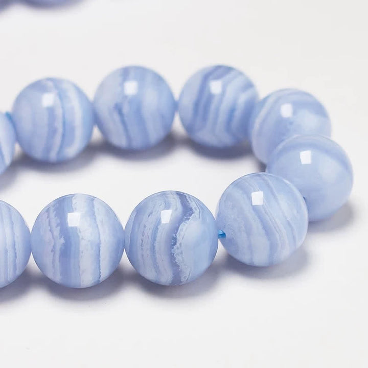 Buddha Stones Rundes Armband aus natürlichem blauem Spitzenachatperlen - image 3