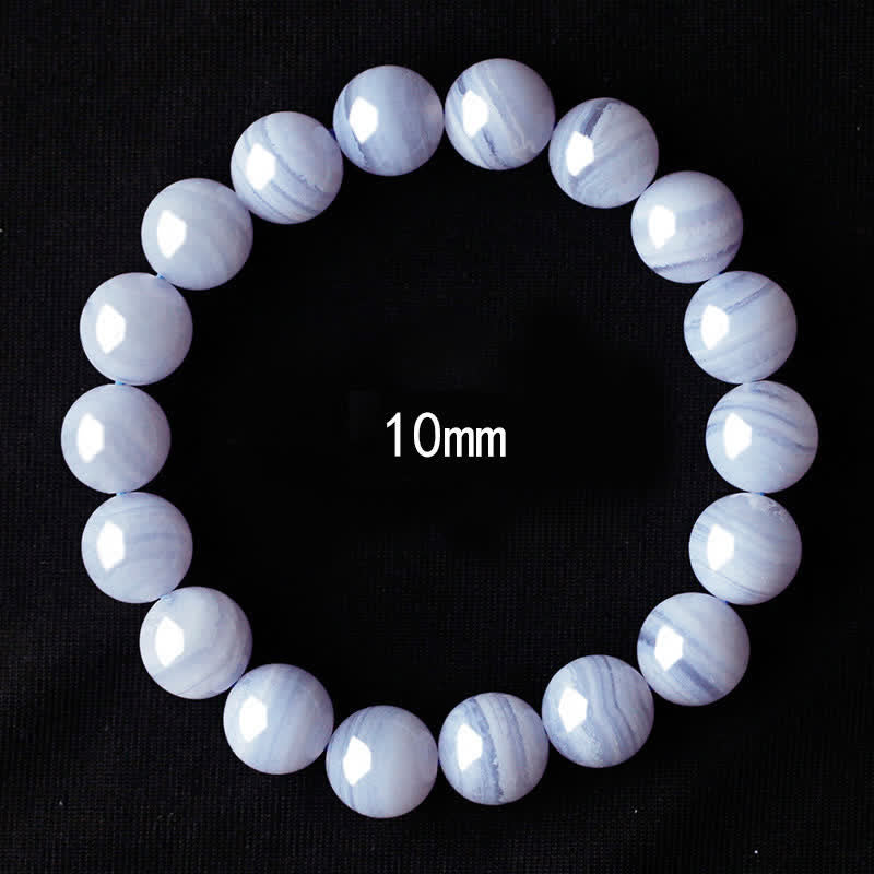 Buddha Stones Rundes Armband aus natürlichem blauem Spitzenachatperlen - Blauer Spitzenachat (Handgelenkumfang 16-17 cm) - image 7