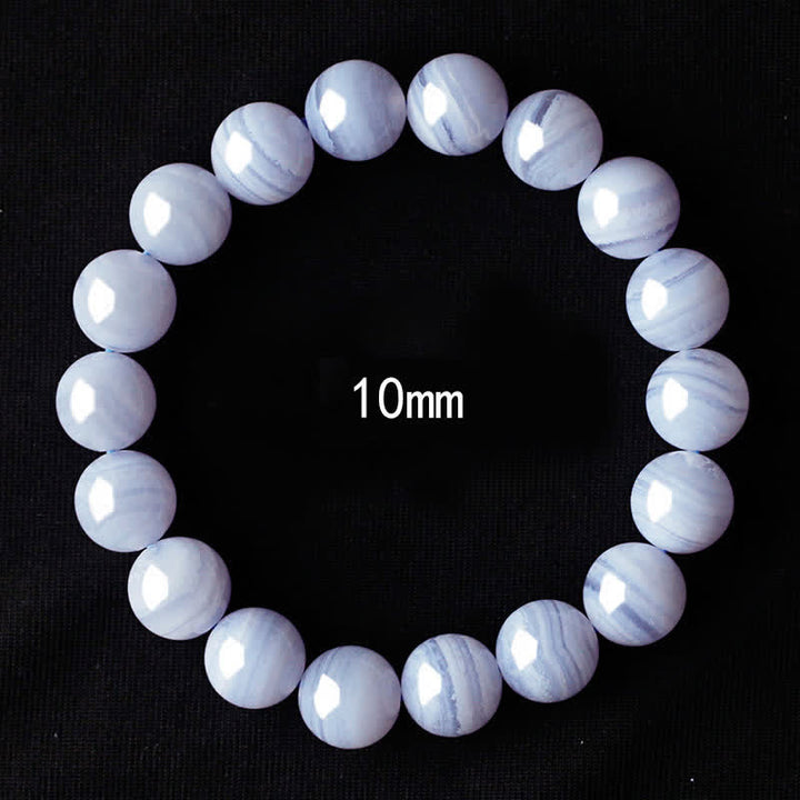 Buddha Stones Rundes Armband aus natürlichem blauem Spitzenachatperlen - Blauer Spitzenachat (Handgelenkumfang 16-17 cm) - image 7
