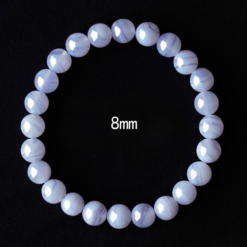 Buddha Stones Rundes Armband aus natürlichem blauem Spitzenachatperlen - Blauer Spitzenachat (Handgelenkumfang 15–16 cm) - image 0