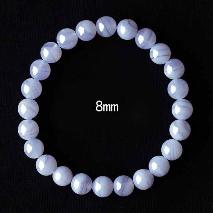 Buddha Stones Rundes Armband aus natürlichem blauem Spitzenachatperlen - Blauer Spitzenachat (Handgelenkumfang 15–16 cm) - image 0