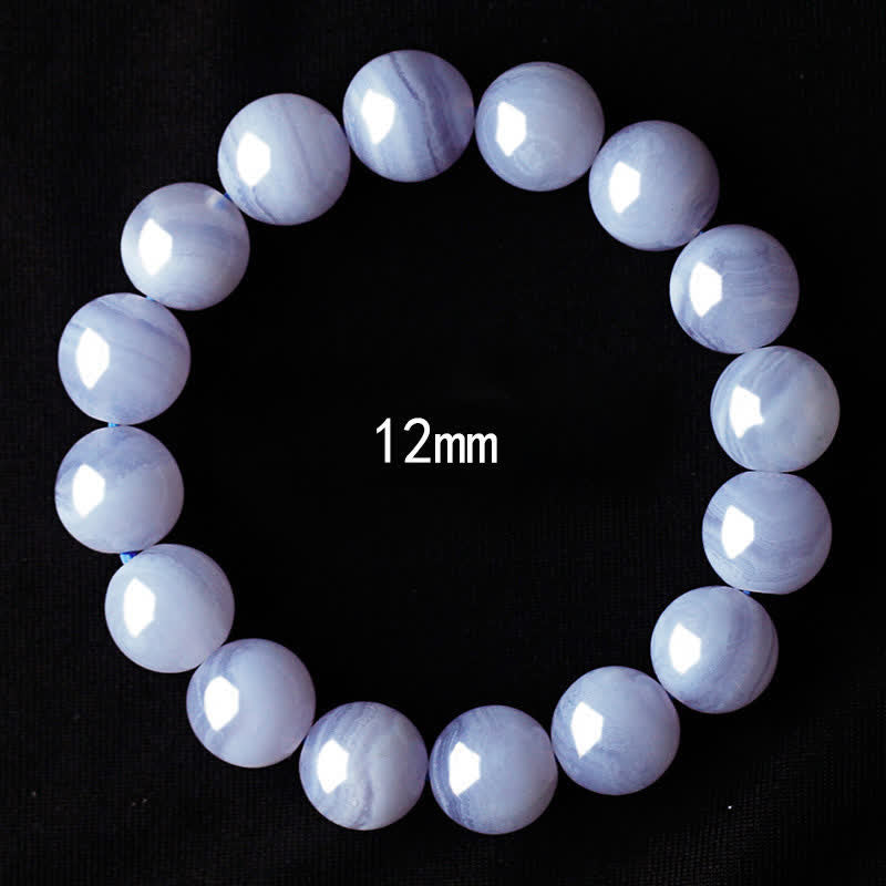 Buddha Stones Rundes Armband aus natürlichem blauem Spitzenachatperlen - Blauer Spitzenachat (Handgelenkumfang 17-18 cm) - image 8