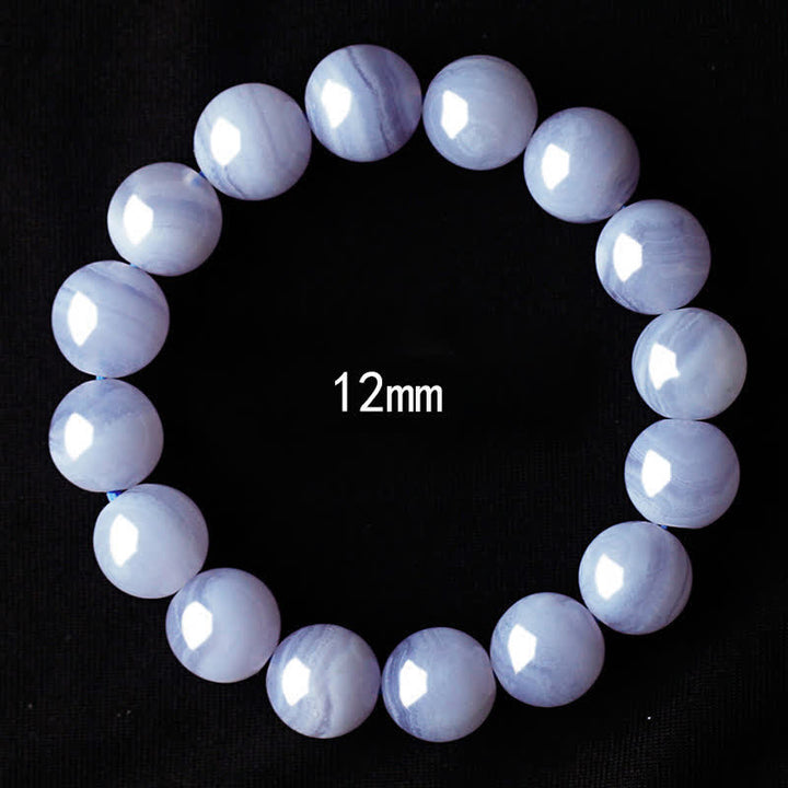 Buddha Stones Rundes Armband aus natürlichem blauem Spitzenachatperlen - Blauer Spitzenachat (Handgelenkumfang 17-18 cm) - image 8