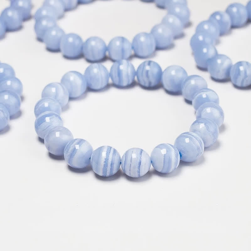 Buddha Stones Rundes Armband aus natürlichem blauem Spitzenachatperlen - image 2