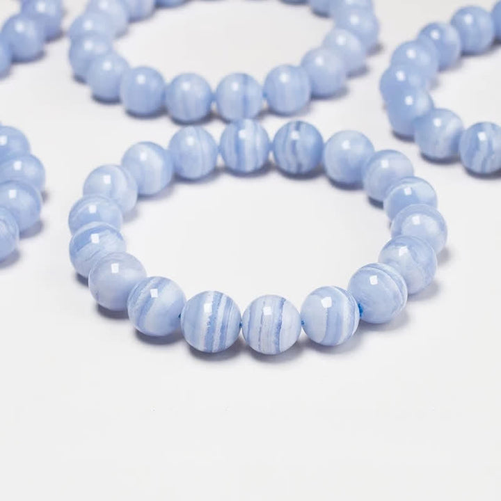 Buddha Stones Rundes Armband aus natürlichem blauem Spitzenachatperlen - image 2