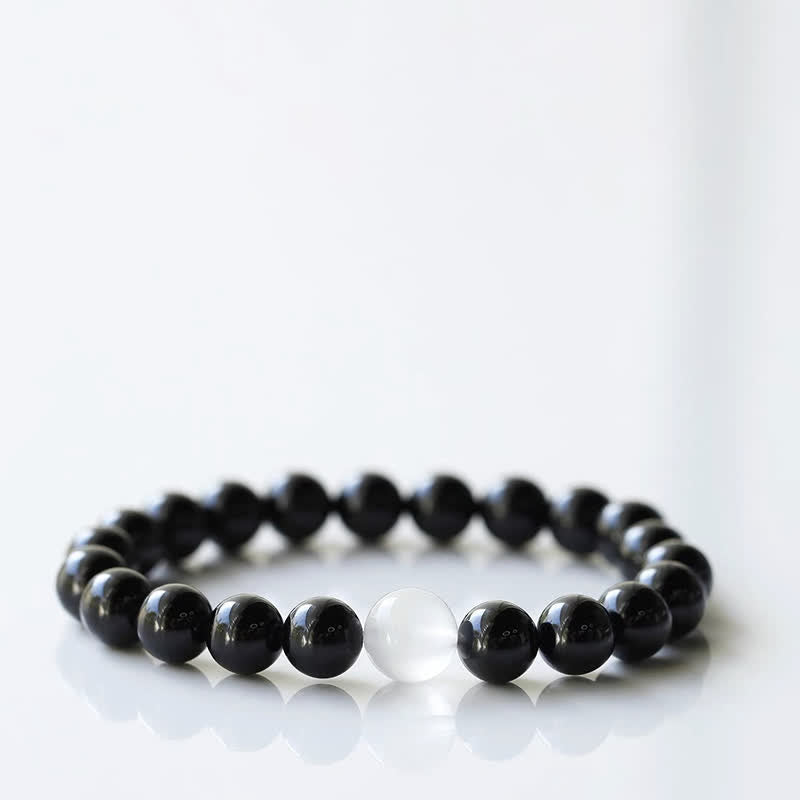 Buddha Stones Armband aus schwarzem Turmalinkristall mit Tierkreiszeichen-Motiv und Widerstandsfähigkeit - Pferd (Handgelenkumfang 15–16 cm) - image 0