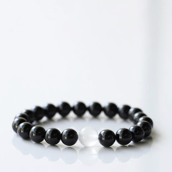 Buddha Stones Armband aus schwarzem Turmalinkristall mit Tierkreiszeichen-Motiv und Widerstandsfähigkeit - Pferd (Handgelenkumfang 15–16 cm) - image 0