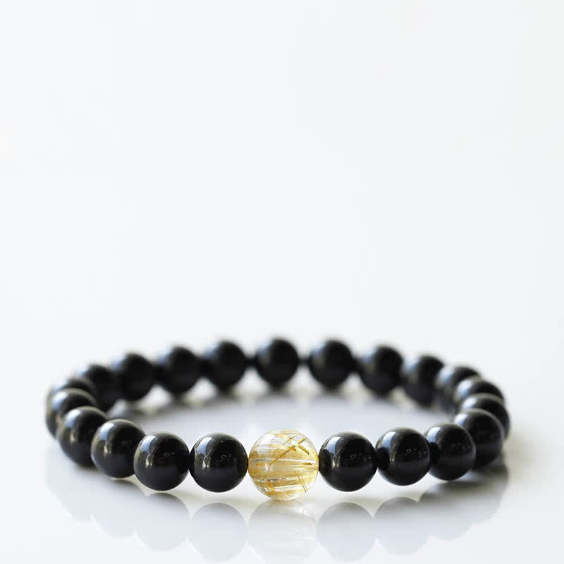 Buddha Stones Armband aus schwarzem Turmalinkristall mit Tierkreiszeichen-Motiv und Widerstandsfähigkeit - Tiger (Handgelenkumfang 15–16 cm) - image 7