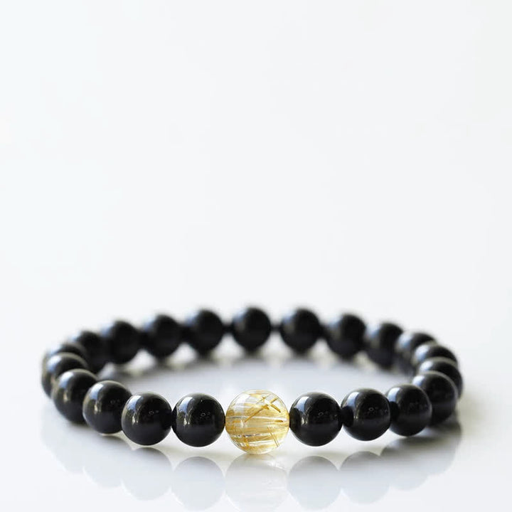 Buddha Stones Armband aus schwarzem Turmalinkristall mit Tierkreiszeichen-Motiv und Widerstandsfähigkeit - Tiger (Handgelenkumfang 15–16 cm) - image 7