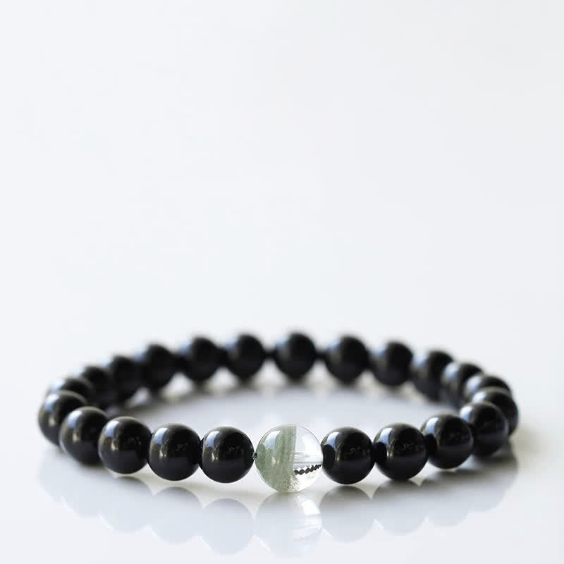 Buddha Stones Armband aus schwarzem Turmalinkristall mit Tierkreiszeichen-Motiv und Widerstandsfähigkeit - Ratte (Handgelenkumfang 15–16 cm) - image 5