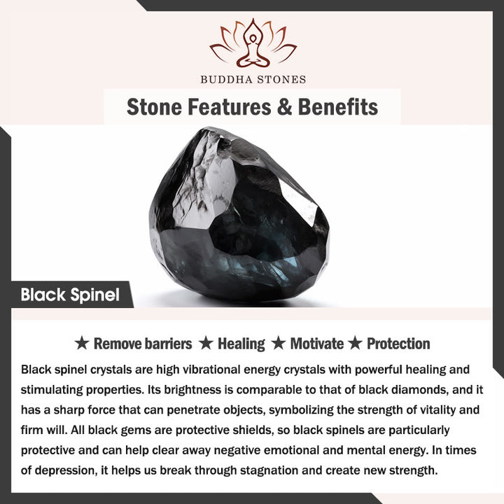 Buddha Stones Halskette aus schwarzen Spinell-Türkis-Perlen - image 3