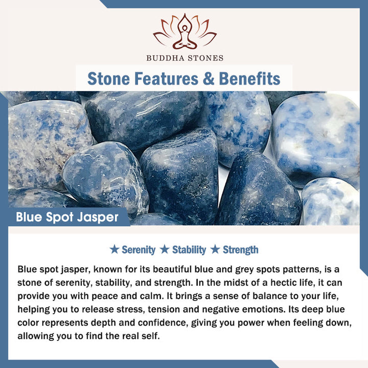 Buddha Stones Armband aus blauen Fleckenjaspis- und grünen Aventurinperlen in Fassform - image 1