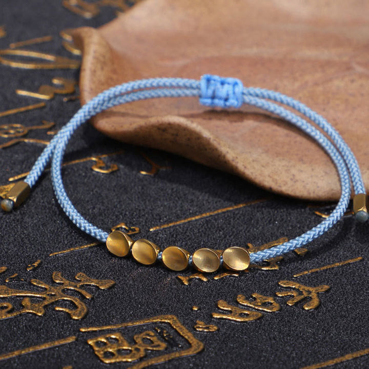 Buddha Stones 3-teiliges Heilarmband aus blauen und gelben Perlen aus goldenem Kupfer - image 4